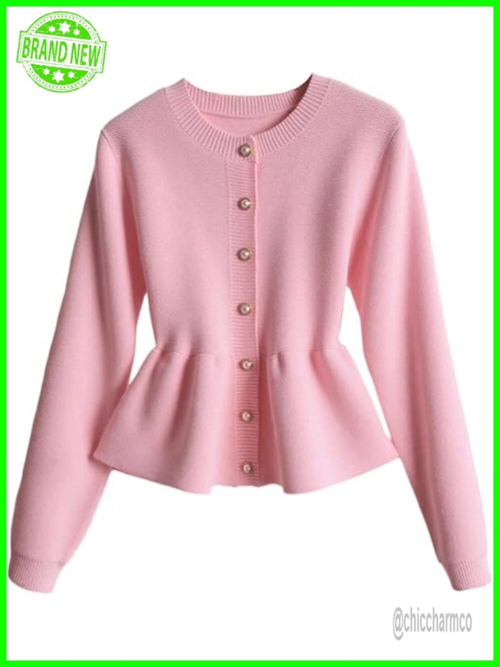 Button Up Cardigan Sweater with Cinched Waist, Pearl Buttons, Rib Knit, Soft